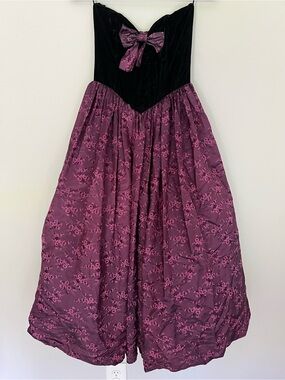 Vintage Gunne Sax by Jessica McClintok Whimsigoth Floral Midi Dress 1980s 2XS